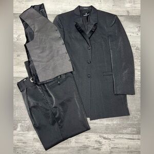 VTG Y2K Claiborne Black Metallic Tuxedo Tux 39R